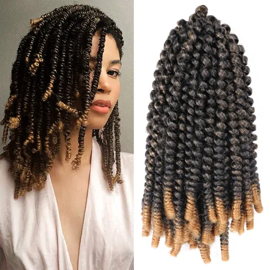 8 Inch Spring Twist Hair Ombre Colors Crochet Braids: Stylish Synthetic Braiding Hair Extensions for Black Women