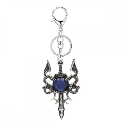 Vintage Twin Dragon Sword alloy keychain