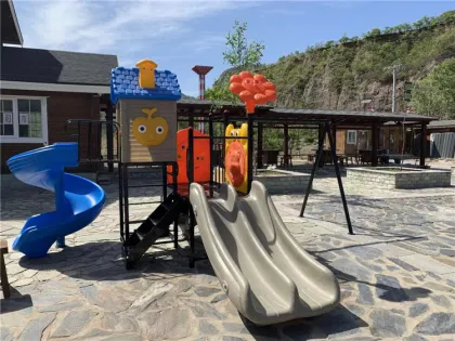 Outdoor Swing and Slide Play Set - Swingset with Swings for Playground