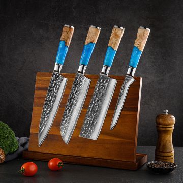 Masterfully Forged 67-Layer Japanese VG10 Steel Chef Knife with Blue Resin Wood Handle