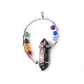 7 Chakra aura therapy Drop Crystal Bell hexagonal Point Stone Pendant and healing crystal roll grinding palm gem meditation jewe