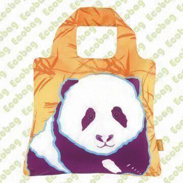 Polyester/Nylon Foldable Shopping Bag, Panda