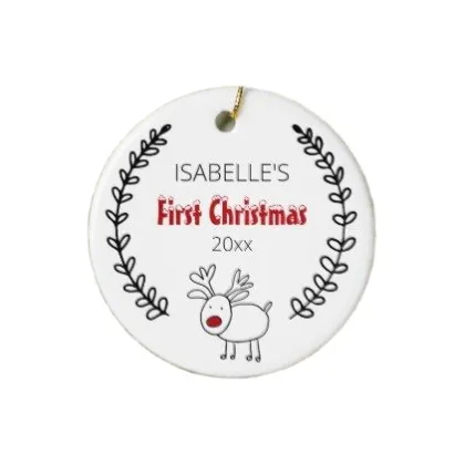 Ceramic Round Christmas Tree Ornaments