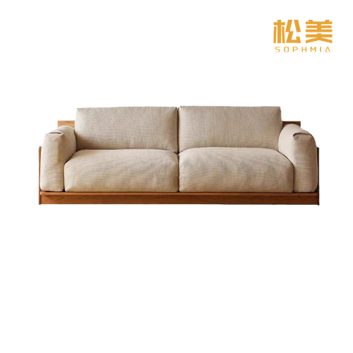 2-местный диван из льняной ткани с деревянной основой