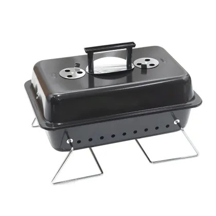 Go Anywhere Small Mini Portable Travel Bbq Grill Rectangular Steel Outdoor Indoor Tabletop Barbecue Charcoal Grill