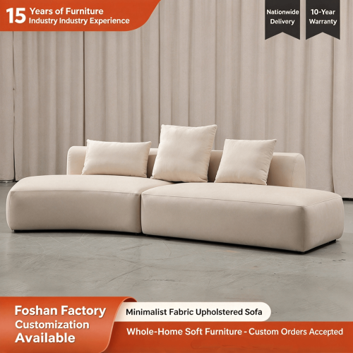 Sofa Fabrik Lengkung Minimalis Krim untuk Ruang Tamu Kecil