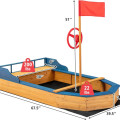 Pirate Boat Wood Sandbox Outdoor Playset for Backyard