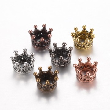 PandaHall Large Hole Gunmetal Alloy Beads: Crown Style Jewelry Making Supplies