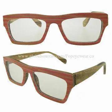 Wooden/aluminum lamination optical frame with OBE spring hinges