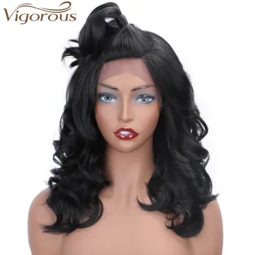 Vigorous Afro Curly Hair Wigs Synthetic Black Lace Front Wigs Long Wavy Heat Resistant Fiber Hair Wigs for Black Women