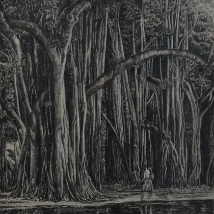 In the old days, small art pen painting