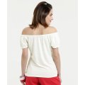 Blusa feminina de chiffon sem ombro no verão