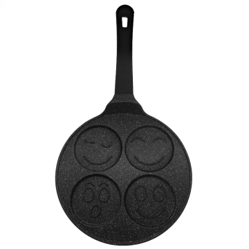 Black Egg Pancake Round Nonstick Fry Pan with 4-Hole Grill, 27cm Aluminum Cookware for Kitchen