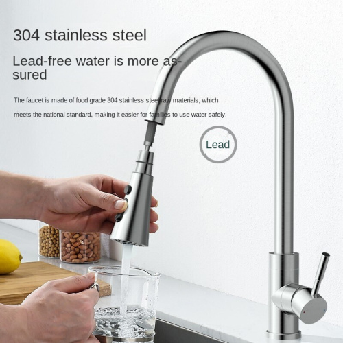 304 Stainless-Steel Pull Down Sprayer Kitchen Sink Faucet