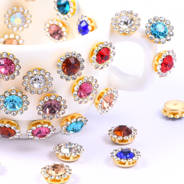 Wholesale MultiColor AB Acrylic Gem Glass Rhinestone Flatback Flower Rhinestones Buttons - DIY Sew-On Adornments