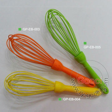 Random Color Silicone Whisk Baking Tool Kitchen Utensil Baking Plastic handle
