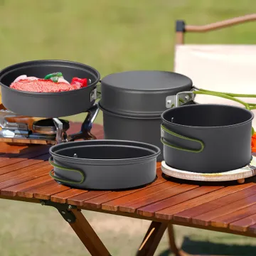 Outdoor camping cooking utensil ware pot set aluminum cover cookware sets for outdoor cooking set