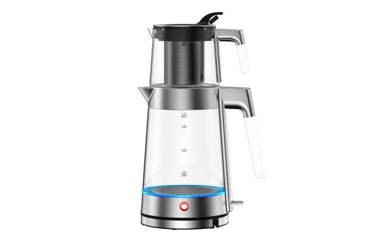 Unique Chrome Transparent Handle Tea Maker