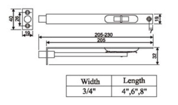 Door Bolt Size Png