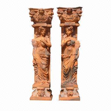 Natural Marble Roman Pillar with Figure Decoration