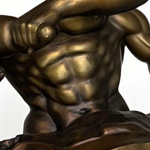 Distorted Bronze Male Sculpture with Menacing Spike