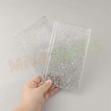 Personalized Plastic Vinyl Glitter Clear Transparent Foiled Planner Inner Dashboard Pocket with Cards Slots