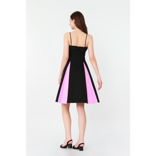 Deep Necka Ladies Dress V-neckline and a High Silt Pink Dress Supplier