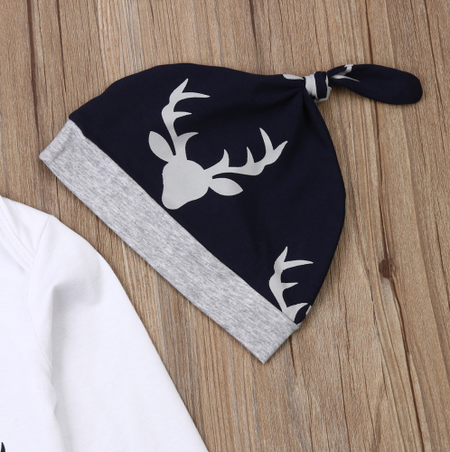 2019 Baby Spring Autumn Clothing Newborn Baby Boy Long Sleeve Little Man Long Sleeve Romper Deer Leggings Hat 3Pcs Clothes Set