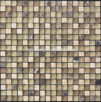 15*15mm 2016 mix color bathroom tile slate stone mixed crystal glass mosaic