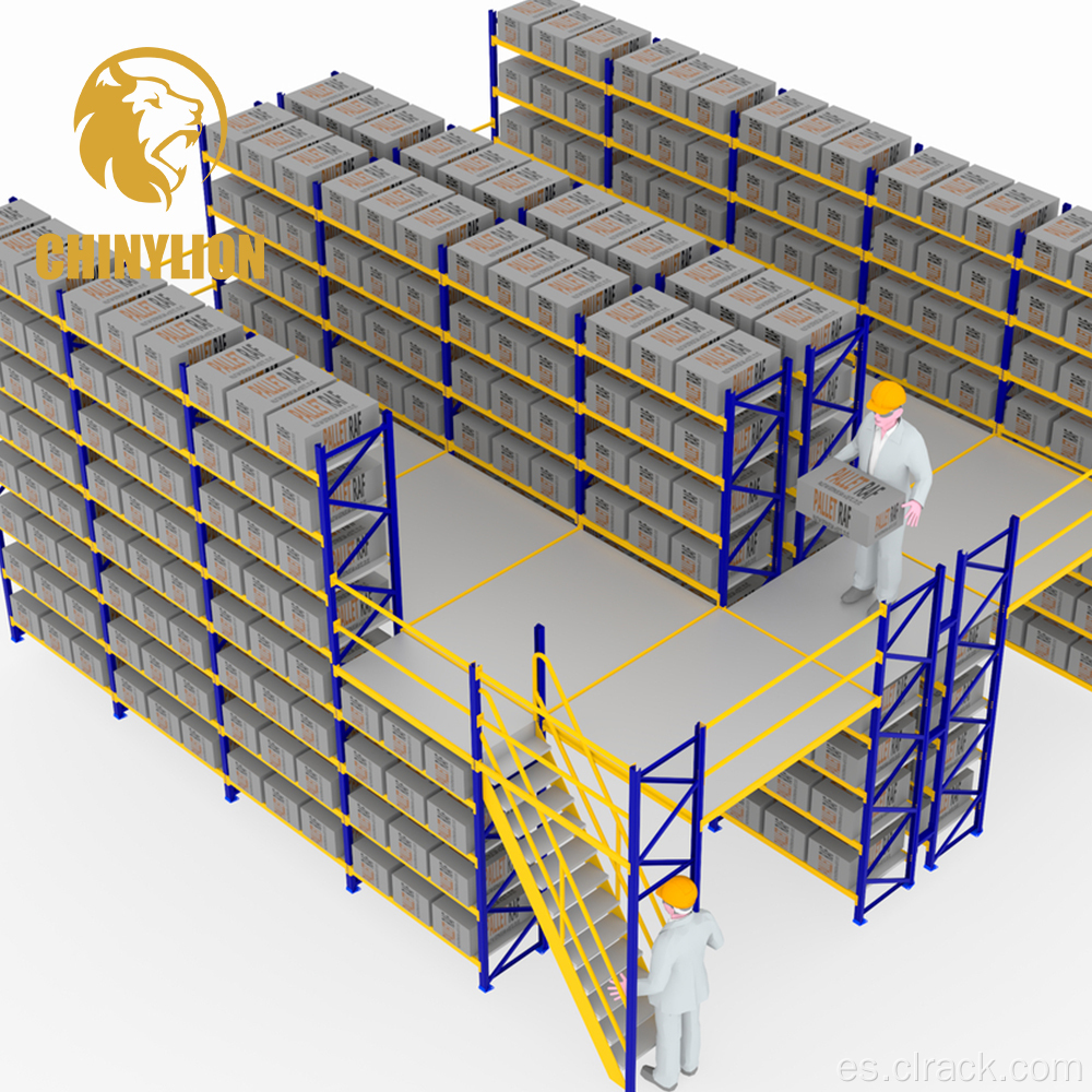 Sistema de estanterías de varios niveles para almacenamiento de almacén