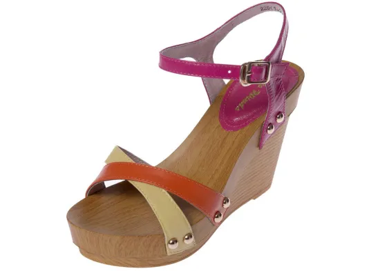 Rivet Red Espadrille Wedge Sandals For Summer Pu Upper