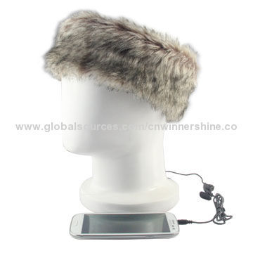 Audio Headband/Stylish Winter Fake Fur Stereo Headphones, 100% Polyester, 2 Styles for iPhone/iPad