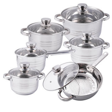 Memasak induksi periuk dapur keluli tahan karat 12 pcs set