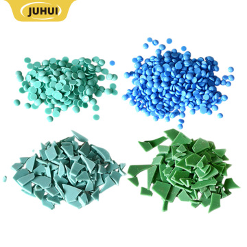 Perle e fogli di cera verde e blu per macchine per iniezione e stampaggio