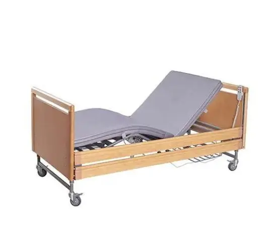 Wooden Hospital Bed With Bedside Table