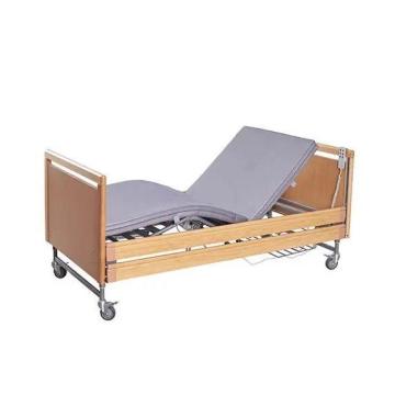 Cama de hospital de madeira com mesa de cabeceira