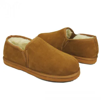 Customized men shearing home leather indoor slippers