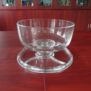 Big size round fruit cake serving dessert stands with glass dome