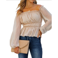 Ladies Chiffon Ruffles Off the Shoulder Blouse Tops