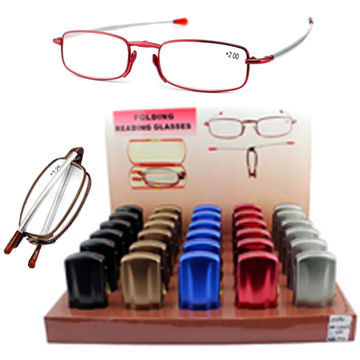 Metal foldable reading glasses with matching case