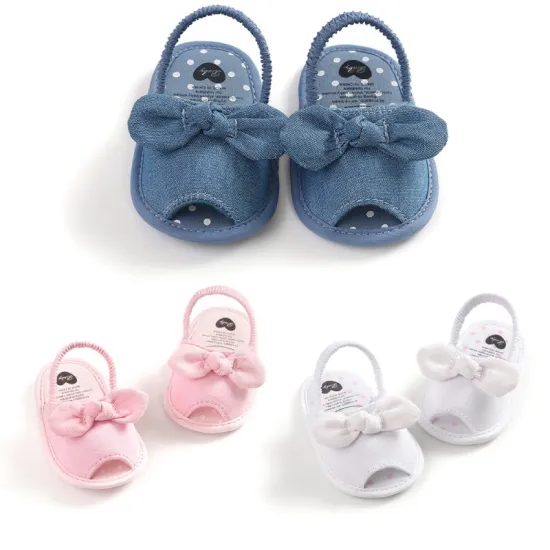 Summer Baby Girls Classic Shoes Baby Girl Slipper Sandals Breathable Baby Butterfly-knot Shoes Elastic Sandals princess Baby