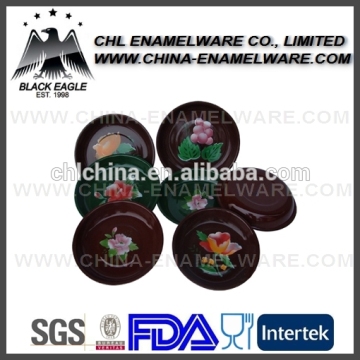 Decal printed enamel serving plate for promotion