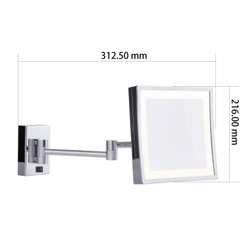 Square two arms lighted wall mirror