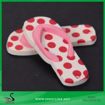 Sinicline Cute Slippers Style Rubber Label in 3 Colors