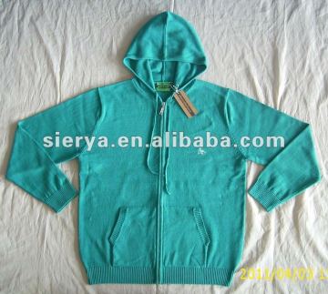 men's high quality pure cotton cardigan sweater with YKK zipper