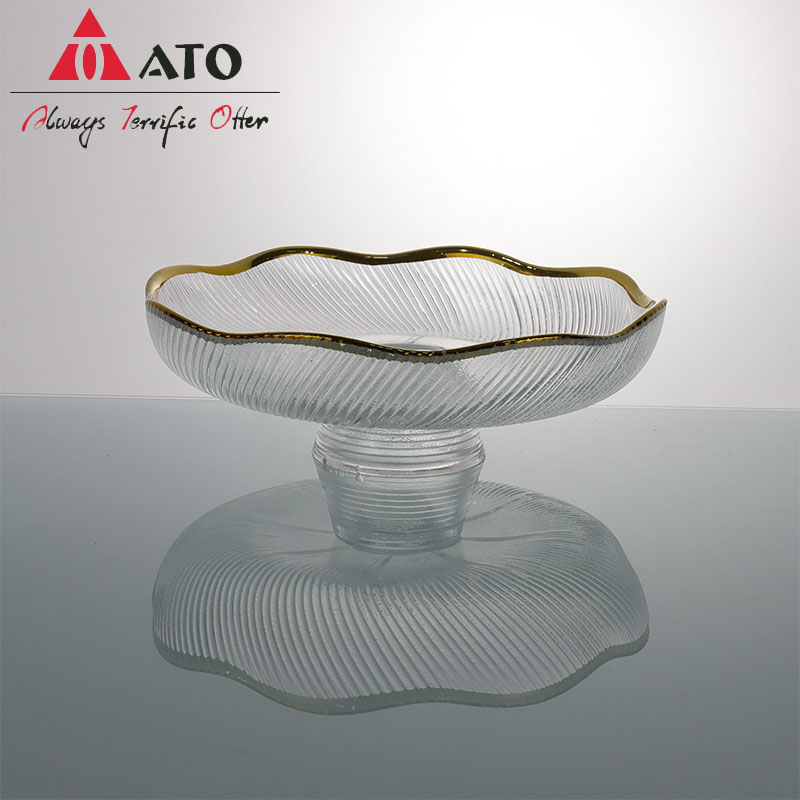 ATO Morden Hotel Glass Tem Bolo Stand Stand Stand Clear Home Decor Bolo Stand com aro de ouro