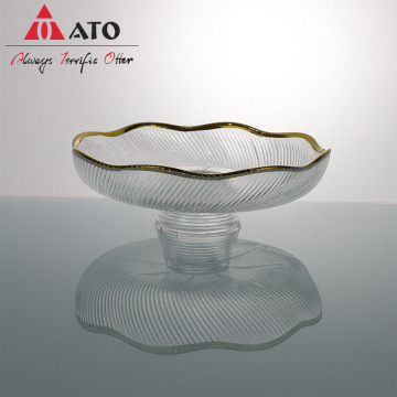 ATO Morden Hotel Glass Stem Stand Pastelio Clear Home Decor Stand con borde dorado