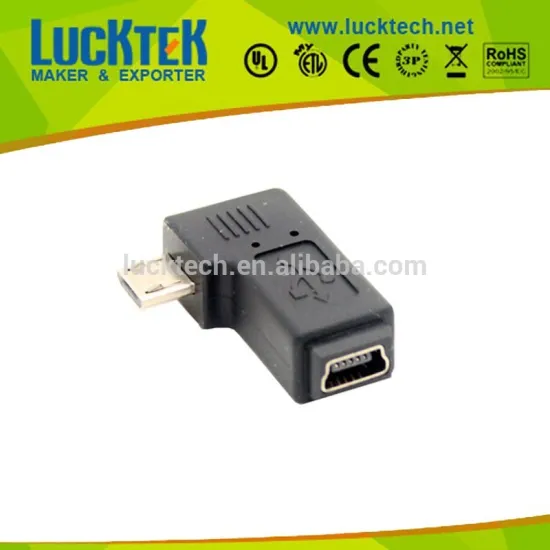 left angle Micro USB Male to Mini USB female adapter