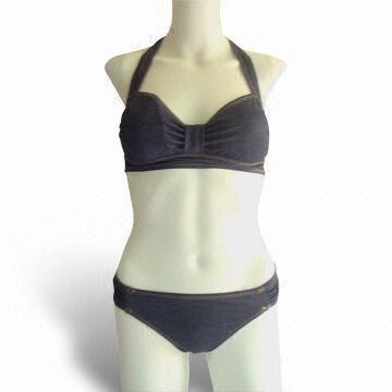 Bikini with Halter Top, Made of Polyamide and Elastane, 100% Polyester Lining