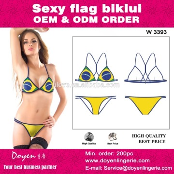 Factory Price Sexy Brazil Flag Bikini Swimwear Bikini Set Women Bikini